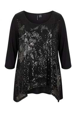 New Directions Woman Sequin Embellished Asymmetric Hem Top Size 1X #580